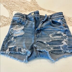 American Eagle Outfitters Blue Distressed Jean Shorts